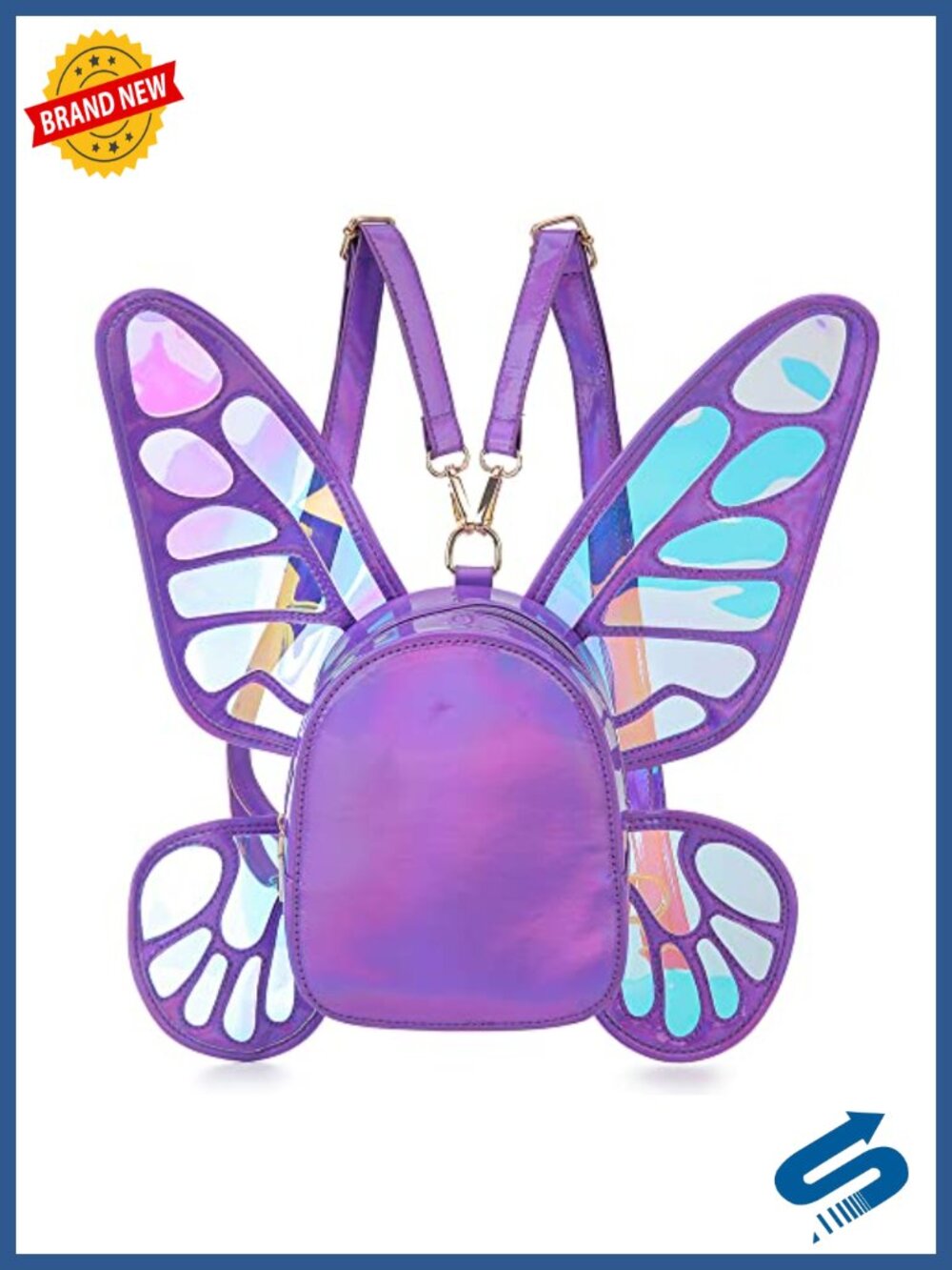 Laser Holographic Butterfly Wing Backpack Daypack Shoulder Bag
